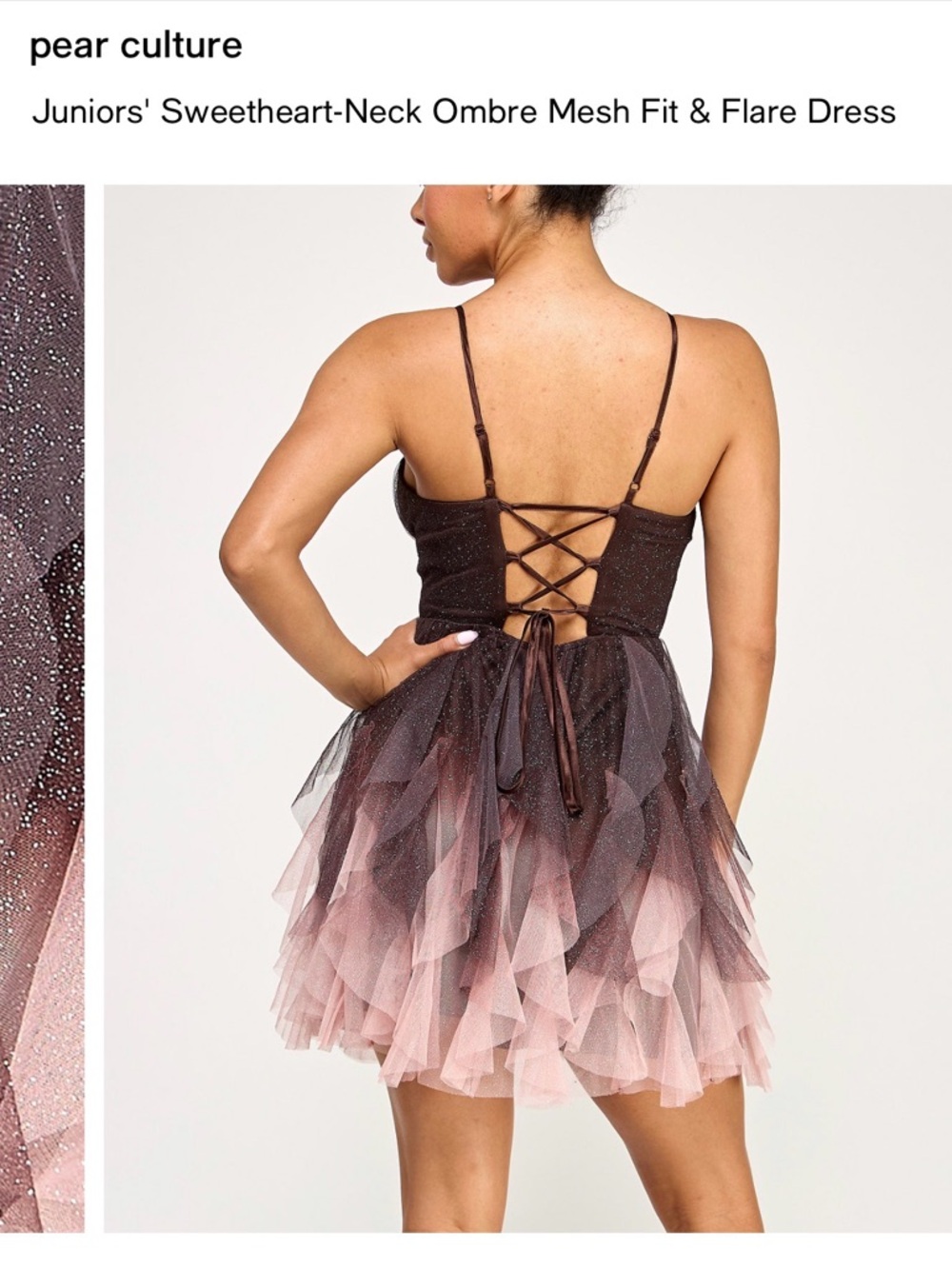 Pear Culture Pink & Black Ombre Mesh Fit-and-Flare Mini Dress - Picture 4 of 6
